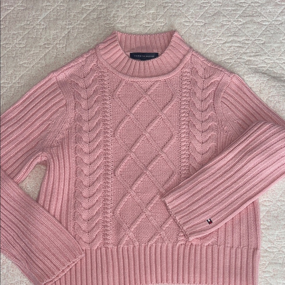 Tommy Hilfiger Soft Pink Cable Knit Sweater